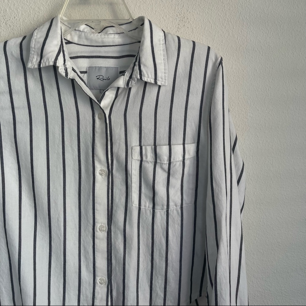 Rails Button Down Striped Tie Front Long Sleeve S… - image 5